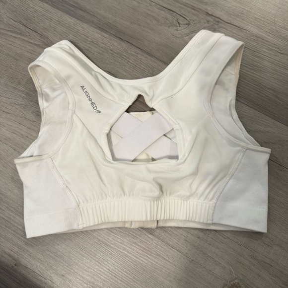 ❤️ Alignmed White Zip-Front Posture Correcting Sports Bra - Picture 2 of 9